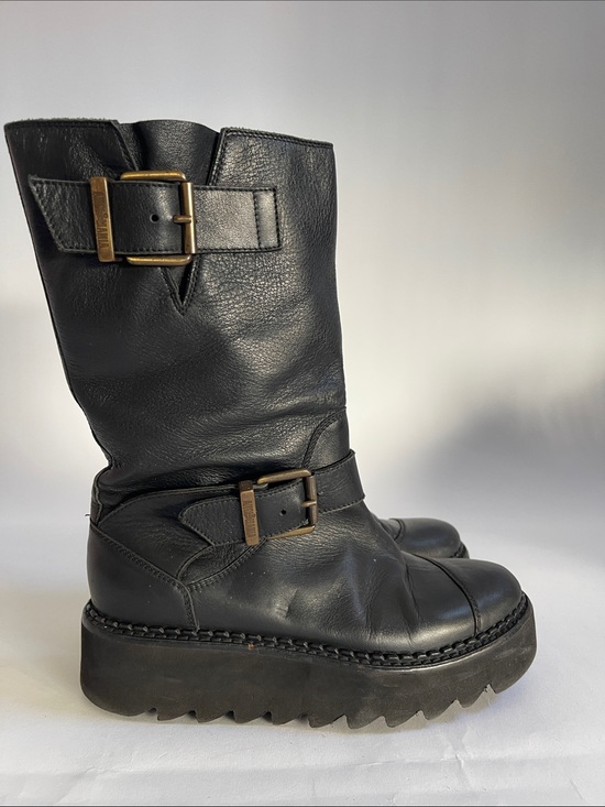 Vivienne Westwood Shoes - Vivienne Westwood Anglomania Black Leather Double Buckle Biker Boots AW16 US 7
